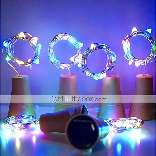 

HKV 1m String Lights 10 LEDs 4pcs Warm White White Purple Solar Decorative Wine Bottle Stopper Cork Copper Wire Solar Powered