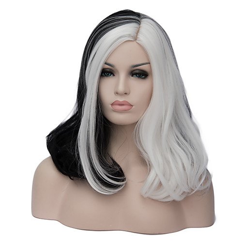 

Cosplay Costume Wig Synthetic Wig Straight Kardashian Middle Part Wig Short Black / White Synthetic Hair 16 inch Women's Fashionable Design Cosplay Black White