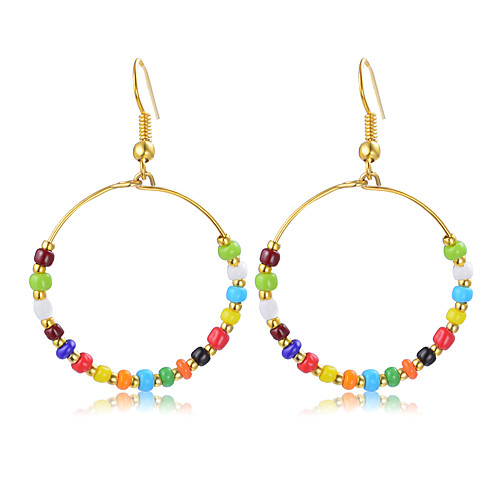 

Women's Drop Earrings Beads Rainbow Circle Cheap Ladies Unique Design Bohemian Boho Earrings Jewelry Rainbow For Wedding Party 1 Pair