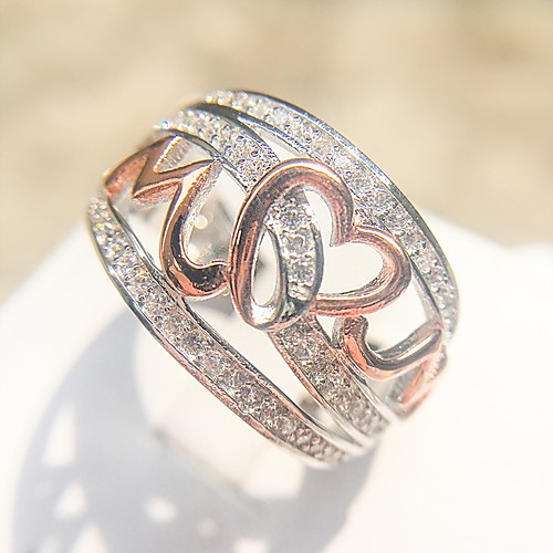

Women's Ring Eternity Band Ring 1pc Silver Copper Platinum Plated Imitation Diamond Ladies Unique Design Initial Birthday Festival Jewelry Classic Creative Letter Heart