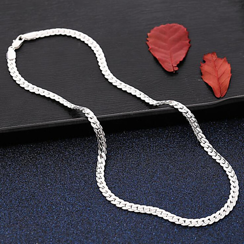 

Men's Choker Necklace Chain Necklace Necklace Classic Braided Faith Skateboard Fashion Hip-Hop Boho S925 Sterling Silver Silver 50 cm Necklace Jewelry 1pc For Going out Bar / Long Necklace