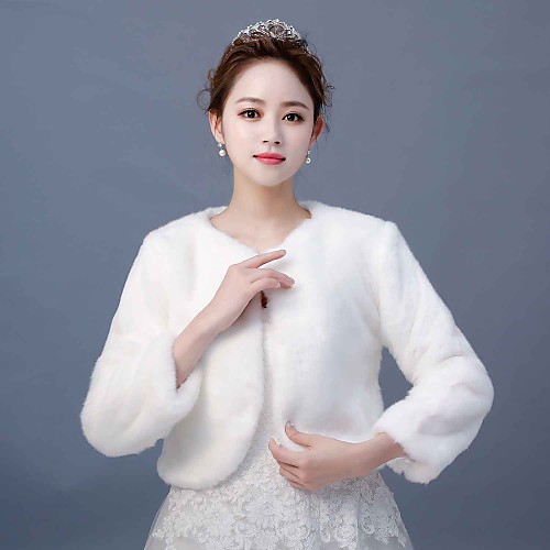 

Long Sleeve Coats / Jackets Faux Fur Wedding / Party / Evening Women's Wrap With Splicing
