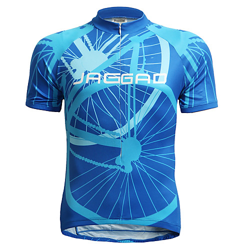 

Jaggad Men's Short Sleeve Cycling Jersey Polyester Elastane Blue Stripes Bike Jersey Top Mountain Bike MTB Road Bike Cycling Breathable Quick Dry Sports Clothing Apparel