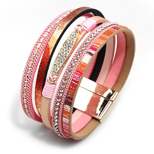 

Women's Leather Bracelet Wide Bangle Stylish Stacking Stackable Creative Ladies Bohemian Trendy Fashion Leatherette Bracelet Jewelry Brown / Blue / Pink For Carnival Birthday
