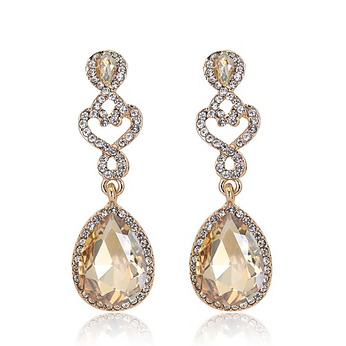 

Women's Sapphire Citrine Drop Earrings 3D Pear Ladies Simple Classic Fashion Rhinestone Gold Plated Earrings Jewelry Silver / Blue / Champagne For Wedding Daily Masquerade Engagement Party Prom Street
