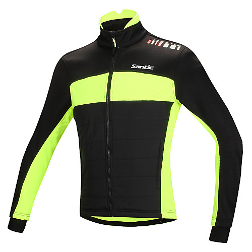 

SANTIC Men's Cycling Jacket Bike Jacket / Top Windproof, Fleece Lining, Thermal / Warm Patchwork Cotton Winter Red / Green Advanced Mountain Cycling Relaxed Fit Bike Wear Advanced Sewing Techniques