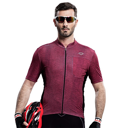 

SANTIC Men's Short Sleeve Cycling Jersey Polyester Burgundy Bike Tee / T-shirt Jersey Top Mountain Bike MTB Road Bike Cycling Breathable Quick Dry Ultraviolet Resistant Sports Clothing Apparel