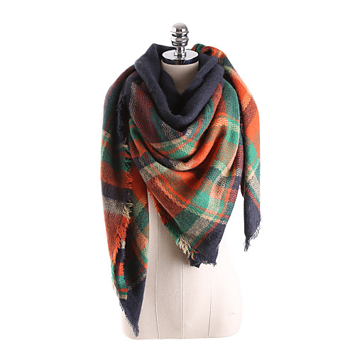 

Women's Basic Square Scarf - Color Block Tassel Fringe