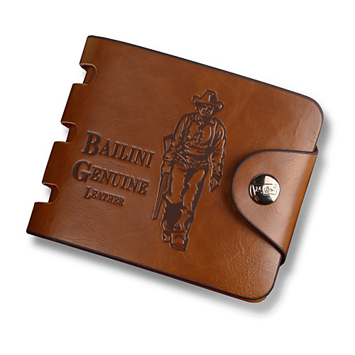

Men's Buttons / Embossed Leather / PU Wallet Person Brown / Coffee / Fall & Winter