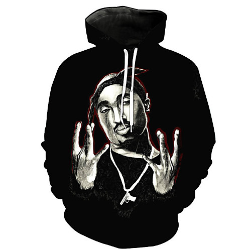 

Men's Hoodie Portrait Hooded Daily Hoodies Sweatshirts Long Sleeve Black