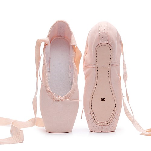 

Women's / Girls' Dance Shoes Canvas Ballet Shoes Flat Flat Heel Customizable Pink / White / Performance / Practice