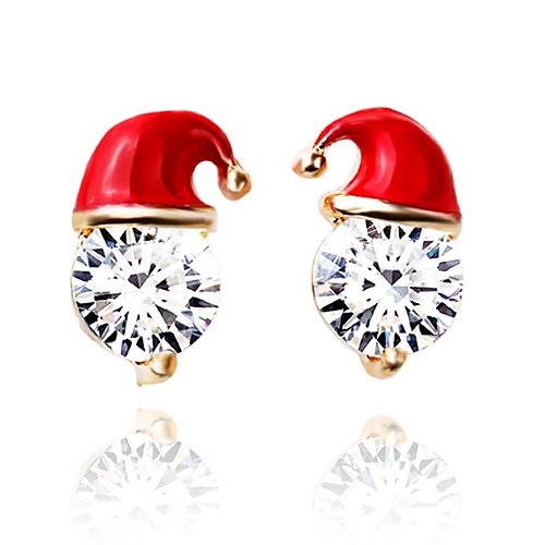 

Women's AAA Cubic Zirconia Stud Earrings 3D Santa Suits Ladies Simple Earrings Jewelry Gold For Christmas Daily 1 Pair