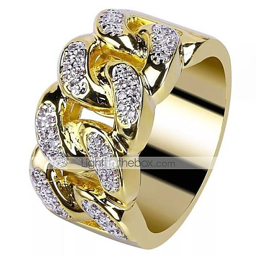 

Men's Band Ring 1pc Gold 18K Gold Plated Copper Rhinestone Circle Geometric Simple Classic Wedding Daily Jewelry Classic Hollow Out Cool