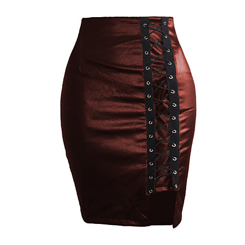 

Women's Going out Bodycon Skirts Solid Colored High Waist Black Blue Wine