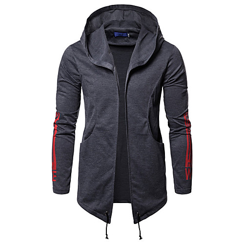 

Men's Hoodie Solid Colored / Letter Hooded Basic / Street chic Loose Black Light gray Dark Gray M L XL XXL XXXL