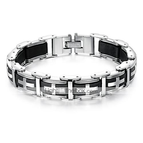 

Men's Hologram Bracelet Bracelet Link / Chain Sideways Cross Cross Stylish Unique Design Trendy Initial Titanium Steel Bracelet Jewelry Black For Daily Street