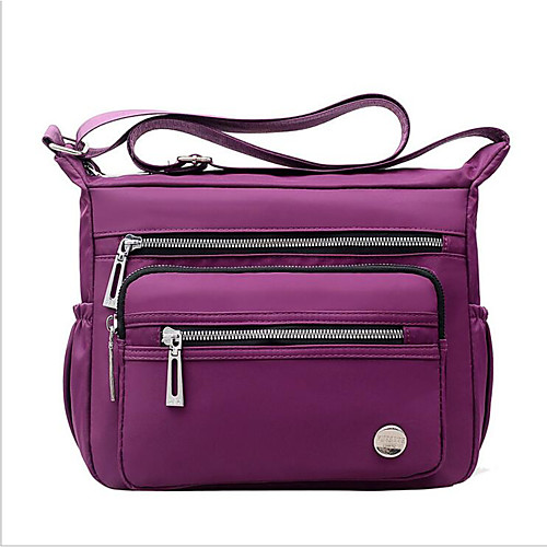 

Women's Zipper Nylon Shoulder Messenger Bag Blue / Black / Purple