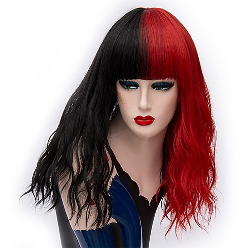 

Cosplay Costume Wig Synthetic Wig Curly Middle Part Wig Long Black / Red Synthetic Hair 18 inch Women's Fashionable Design Cosplay Red Black