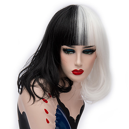 

Cosplay Costume Wig Synthetic Wig Straight Kardashian Middle Part Wig Short Black / White Synthetic Hair 14 inch Women's Fashionable Design Black White