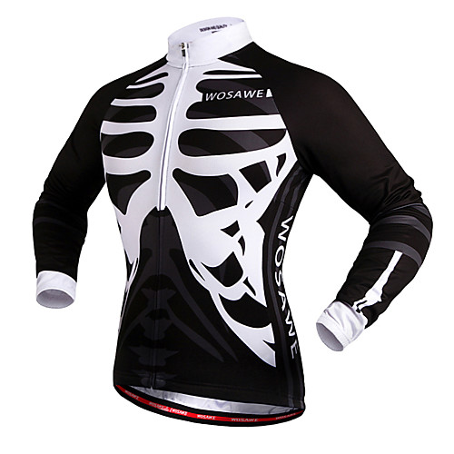 

WOSAWE Men's Women's Cycling Jersey Winter Polyester Bike Jersey Top Windproof Reflective Strips Back Pocket Sports Skeleton White / Black Mountain Bike MTB Road Bike Cycling Clothing Apparel Advanced