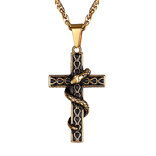 

Men's Pendant Necklace Braided Cross Fashion Stainless Steel Black Silver Blue 55 cm Necklace Jewelry 1pc For Gift Daily