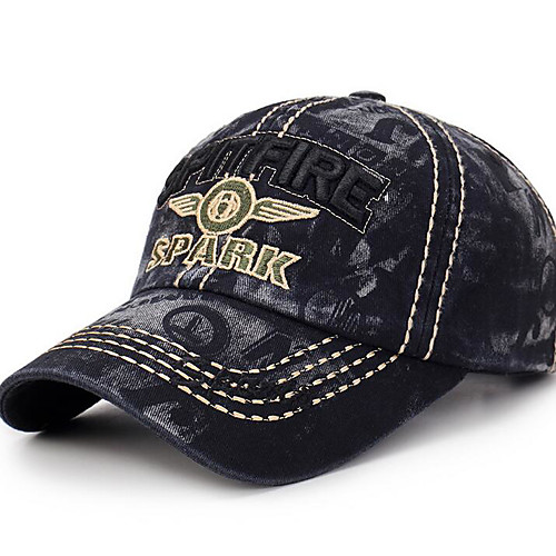 

Men's Basic Denim Baseball Cap-Print Black Navy Blue Army Green