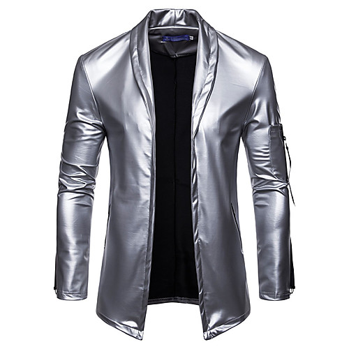 

Men's Daily Basic Fall / Winter Regular Leather Jacket, Plaid / Checkered V Neck Sleeveless / Long Sleeve Spandex Gold / Black / Silver