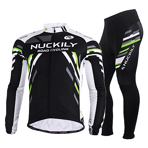 

Nuckily Men's Women's Long Sleeve Cycling Jersey with Tights Black Plus Size Bike Jersey Clothing Suit Windproof Breathable Quick Dry Anatomic Design Reflective Strips Winter Sports Polyester Holiday