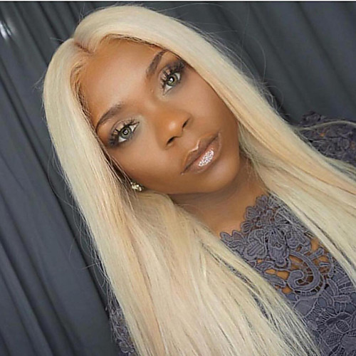 

Human Hair Lace Front Wig Middle Part Gaga style Brazilian Hair Straight Blonde Wig 130% Density with Baby Hair Hot Sale 100% Virgin Unprocessed Bleached Knots Women's Long Others Human Hair Lace Wig