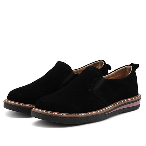 

Women's Sneakers Spring & Summer Flat Heel Round Toe Sweet Minimalism Daily Outdoor Solid Colored Suede Black / Khaki / Blue