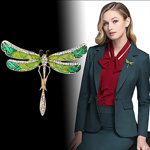 

Women's Cubic Zirconia Brooches Vintage Style Dragonfly Ladies Personalized Unique Design Korean Fashion Brooch Jewelry Green For Engagement Gift Evening Party
