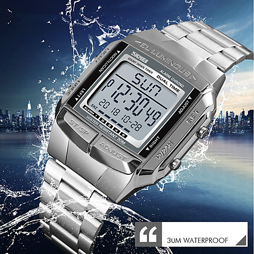

SKMEI Men's Dress Watch Wrist Watch Digital Watch Japanese Digital Stainless Steel Silver / Gold / Rose Gold 30 m Water Resistant / Waterproof Calendar / date / day Stopwatch Digital Classic Casual