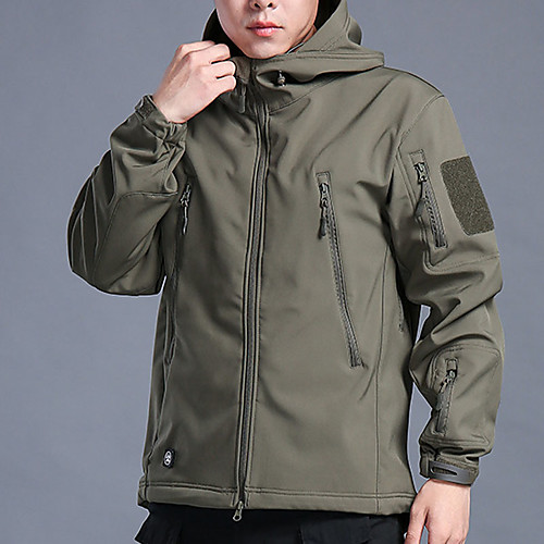

Men's Hiking Softshell Jacket Hiking Jacket Military Tactical Jacket Winter Outdoor Camo Windproof Breathable Rain Waterproof Thick Winter Jacket Fleece Spandex Softshell Single Slider Hunting
