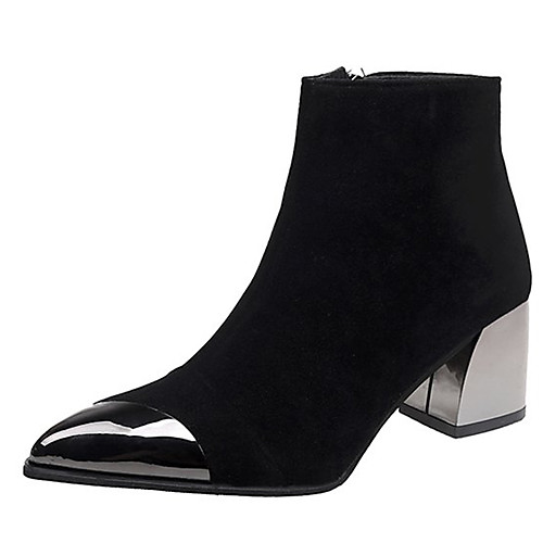 

Women's Boots Block Heel Boots Chunky Heel Pointed Toe Booties Ankle Boots Minimalism Daily Suede PU Color Block Black Yellow Red / Booties / Ankle Boots / Booties / Ankle Boots