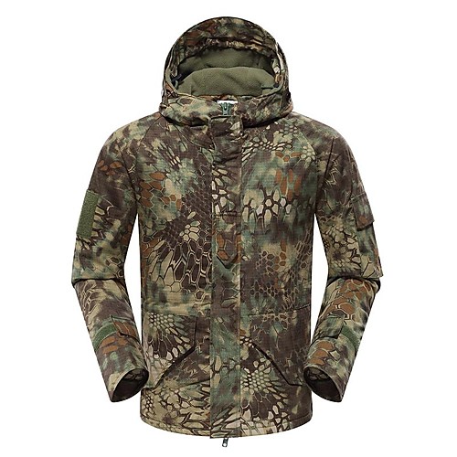 

Men's Military Tactical Jacket Hiking Fleece Jacket Winter Outdoor Camo Windproof UV Resistant Breathable Thick Winter Jacket Fleece Single Slider Camping / Hiking Hunting Climbing Black Army Green