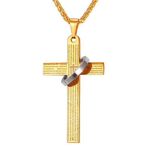 

Men's Pendant Necklace Classic Cross Circle Cross Classic Vintage faith Stainless Steel Black Blue Gold Silver 55 cm Necklace Jewelry 1pc For Gift Daily