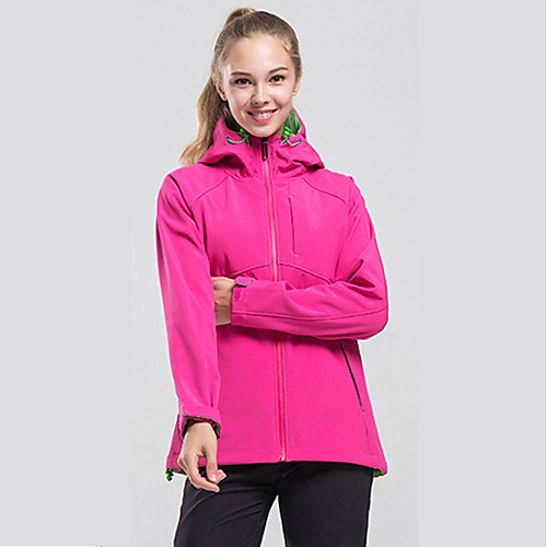 

Women's Hiking Softshell Jacket Hiking Jacket Winter Outdoor Waterproof Windproof Breathable Warm Jacket Fleece PU Leather Softshell Full Length Visible Zipper Camping / Hiking Back Country Bike
