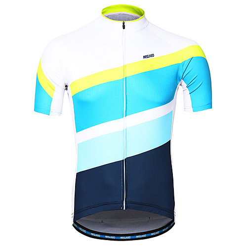 

Arsuxeo Men's Short Sleeve Cycling Jersey Blue / White Patchwork Bike Jersey Mountain Bike MTB Road Bike Cycling Reflective Strips Sweat-wicking Sports Clothing Apparel