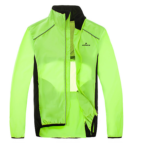 

Miloto Men's Cycling Jacket Bike Jacket Windbreaker Windproof Reflective Strips Back Pocket Sports Green / Black Mountain Bike MTB Road Bike Cycling Clothing Apparel Bike Wear