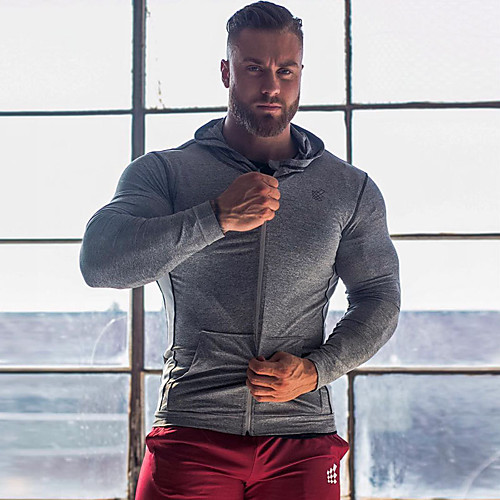 

Men's Zipper Hoodie & Sweatshirt Track Jacket Solid Color Spandex Running Fitness Workout Jacket Hoodie Long Sleeve Activewear Lightweight Breathable Quick Dry Sweat-wicking Stretchy Slim