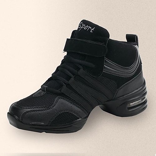 

Women's Dance Sneakers Mesh Lace-up Sneaker Splicing Flat Heel Customizable Dance Shoes Black / Performance