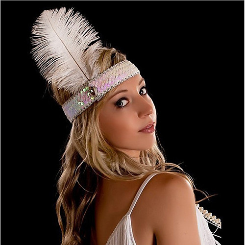 

The Great Gatsby Charleston Vintage 1920s Roaring Twenties Necklace Flapper Headband Women's Feather Costume Head Jewelry Pearl Necklace Black / Red / black / Blue Vintage Cosplay Party Prom / Gloves
