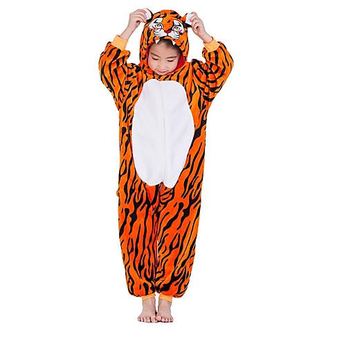 

Kid's Kigurumi Pajamas Nightwear Camouflage Tiger Onesie Pajamas Flannel Fabric Orange Cosplay For Boys and Girls Animal Sleepwear Cartoon Festival / Holiday Costumes