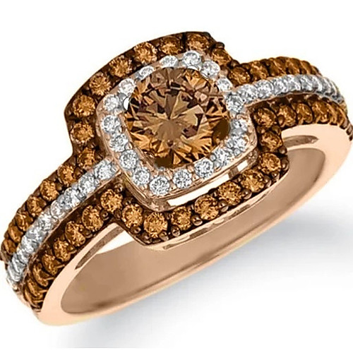 

Women's Ring Citrine 1pc Champagne Copper Rhinestone Round Geometric Ladies Stylish Luxury Wedding Gift Jewelry Layered Round Cut Halo