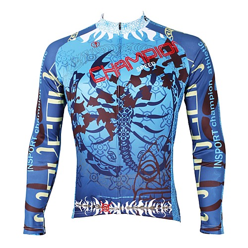 

ILPALADINO Men's Long Sleeve Cycling Jersey Winter Fleece Elastane Blue Bike Jersey Top Mountain Bike MTB Road Bike Cycling Thermal / Warm Fleece Lining Ultraviolet Resistant Sports Clothing Apparel