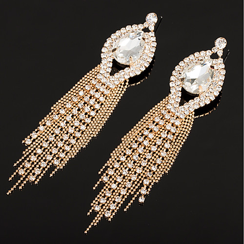 

Women's AAA Cubic Zirconia Drop Earrings Classic Tassel Rhinestone Earrings Jewelry Gold / Silver For Wedding Party 1 Pair