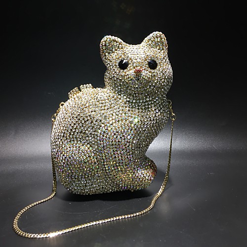 

Women's Bags Alloy Evening Bag Crystals Hollow-out Solid Color Animal Wedding Party Event / Party Evening Bag Wedding Bags Gold