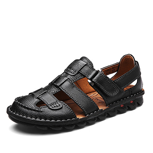 

Men's Summer / Fall Business / Classic Daily Office & Career Sandals Nappa Leather Breathable Dark Brown / Black