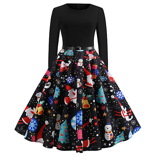 

Santa Claus Christmas Dress Women's Adults' Leisure Christmas Christmas Polyester Dress / Belt