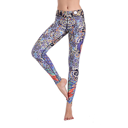 

Women's Elastic Waistband Jacquard Yoga Pants Bohemian Zumba Dance Gym Workout Tights Bottoms Activewear Breathable Moisture Wicking Soft Power Flex High Elasticity Skinny